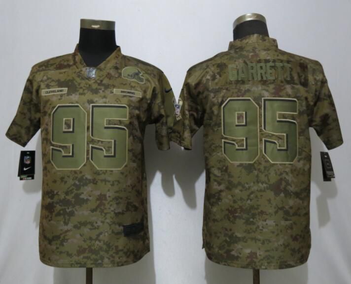 Women Cleveland Browns #95 Garrett Nike Camo Salute to Service Limited NFL Jerseys